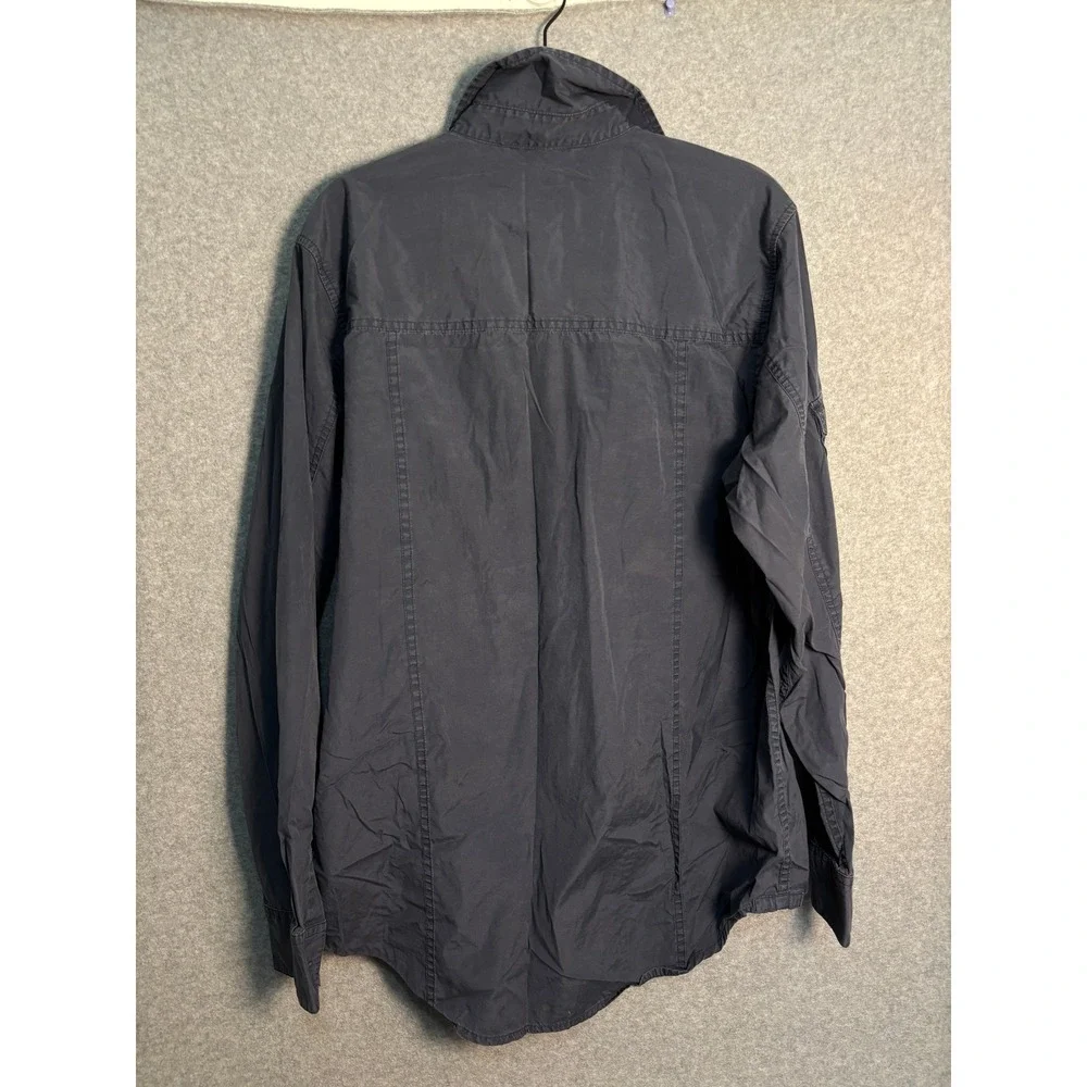Vintage Cargo Old‎ Navy Utility Button Up Shirt Jacket Men's M Black 100% Cotton